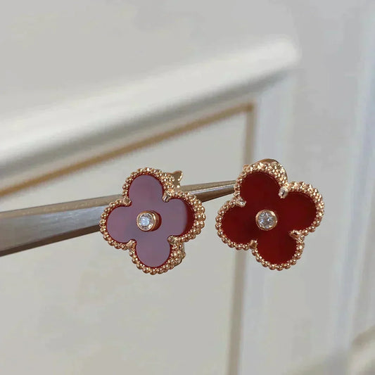 CLOVER MEDIUM 1 MOTIFS CARNELIAN DIAMOND earrings