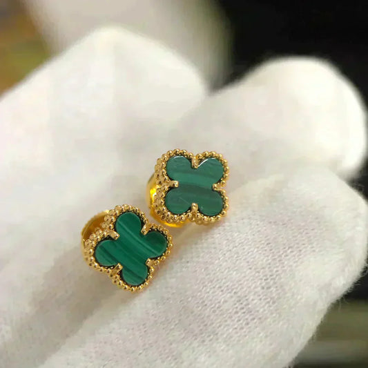 CLOVER MINI 9.5MM MALACHITE EARRINGS