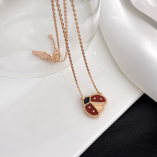LUCKY CARNELIANS LADYBUG NECKLACE