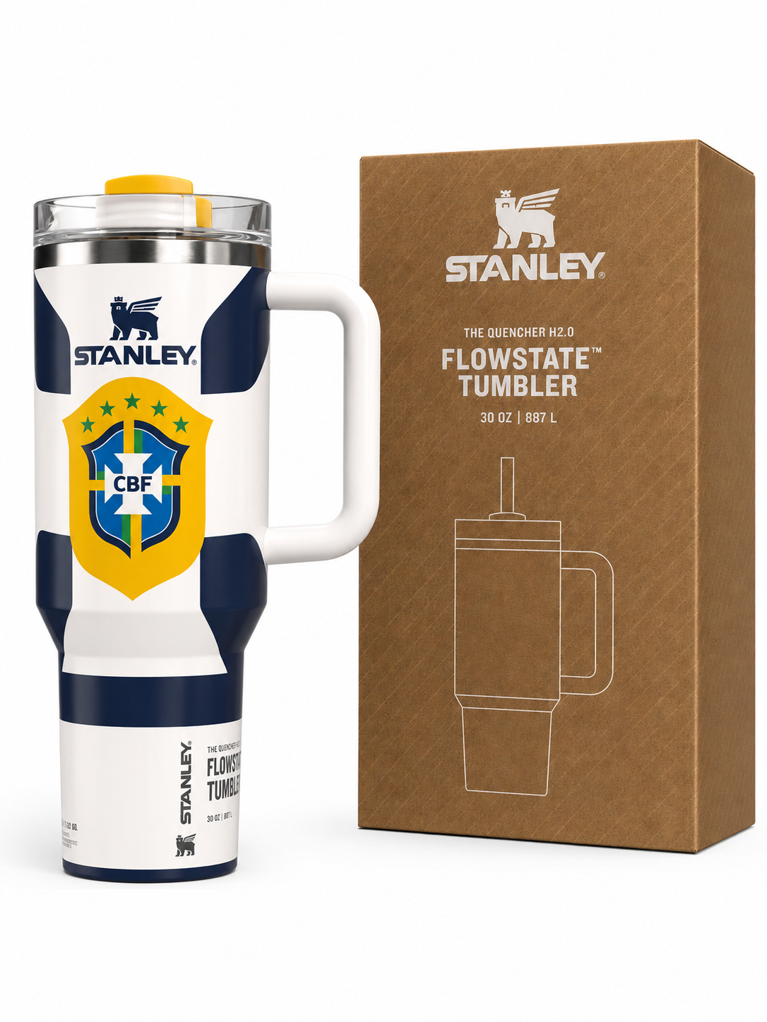 Stanley World Cup 2026 Brazil Tumbler with Handle and packaging box - View 1 | Clistos