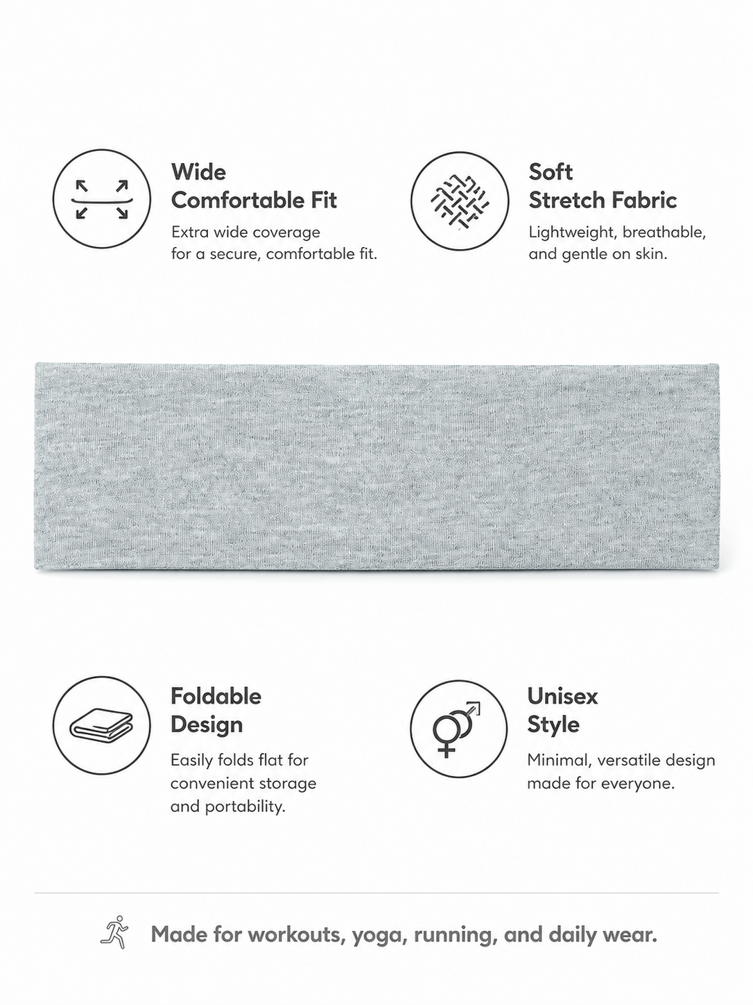 FlexCore Wide Cloth Sports Headband for Women & Men