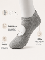 HeatherGrip Open Back Non Slip Pilates Socks for Women