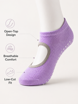 LavenderGrip Open Back Non Slip Pilates Socks for Women