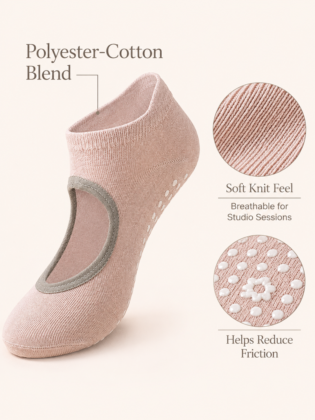 StudioGrip Open Back Non Slip Pilates Socks for Women