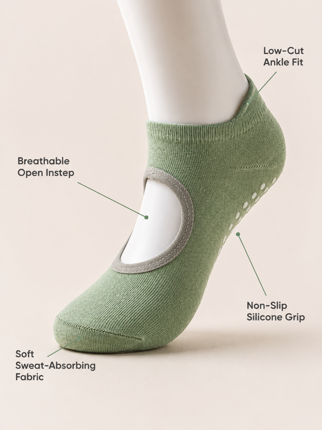 SageGrip Open Back Non Slip Pilates Socks for Women