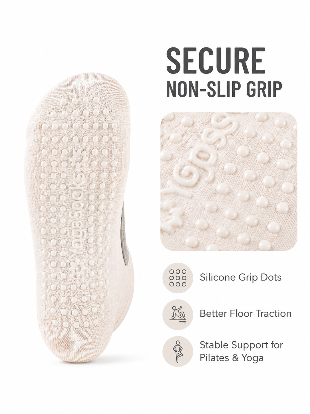 StudioGrip Open Back Non Slip Yoga Socks for Women