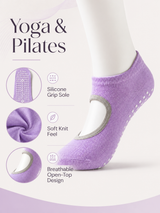 LavenderGrip Open Back Non Slip Pilates Socks for Women
