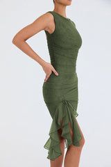 Bay Leaf Ruffle Midi Dress - View 23 | Clistos