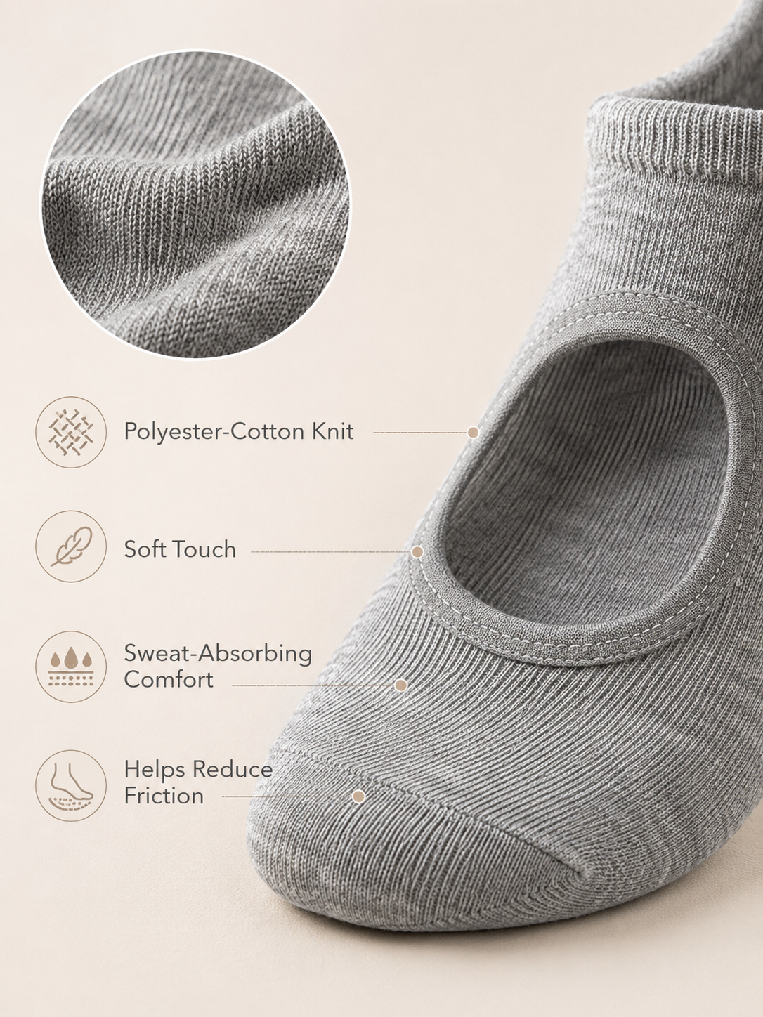 HeatherGrip Open Back Non Slip Pilates Socks for Women