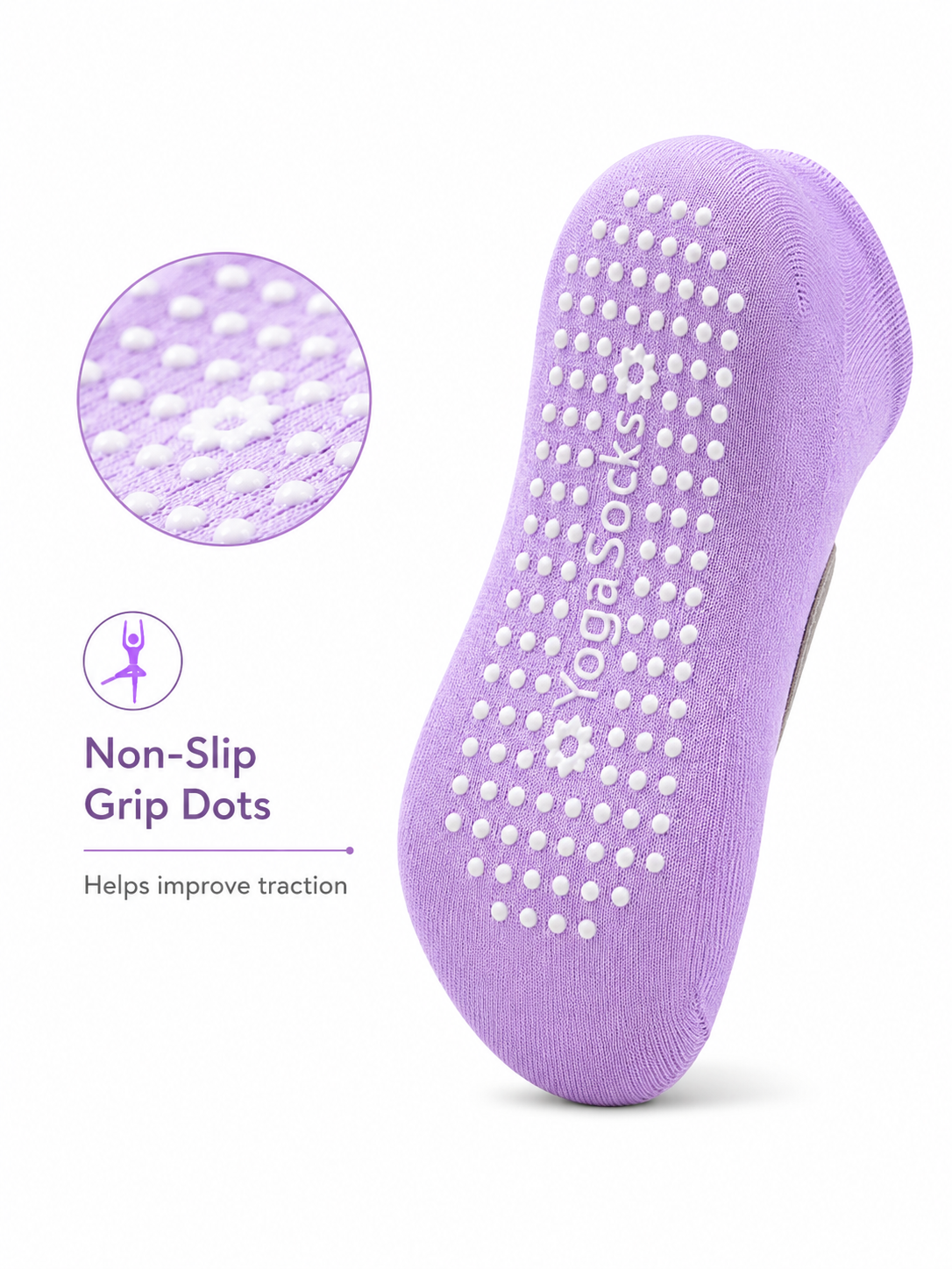 LavenderGrip Open Back Non Slip Pilates Socks for Women