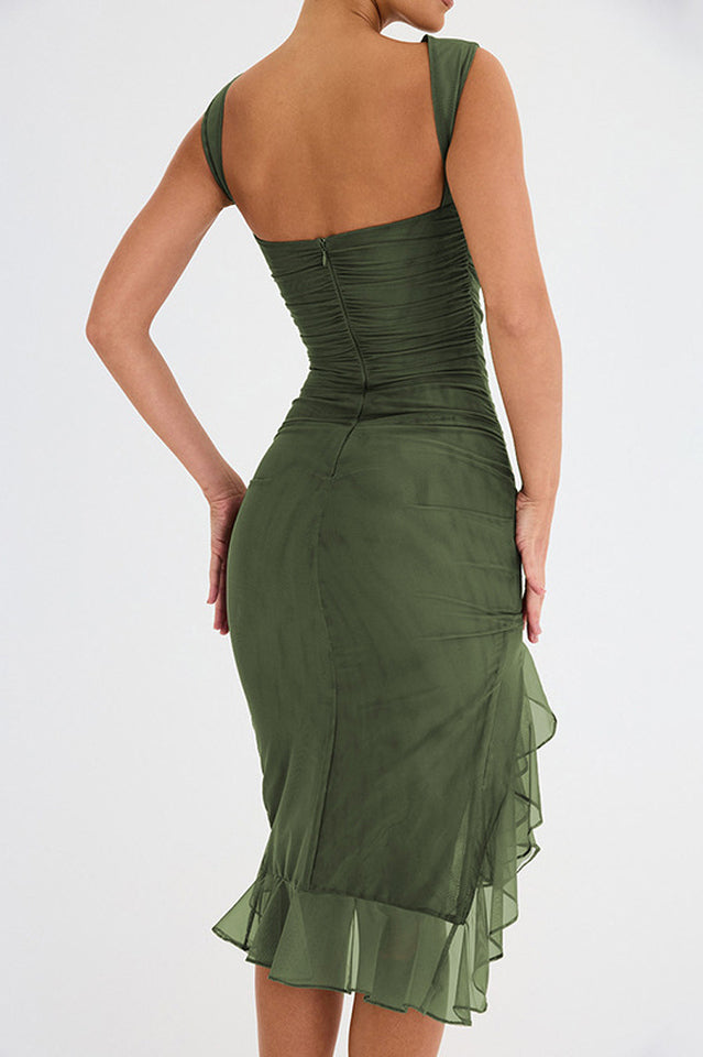 Bay Leaf Ruffle Midi Dress - View 24 | Clistos