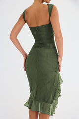 Bay Leaf Ruffle Midi Dress - View 24 | Clistos