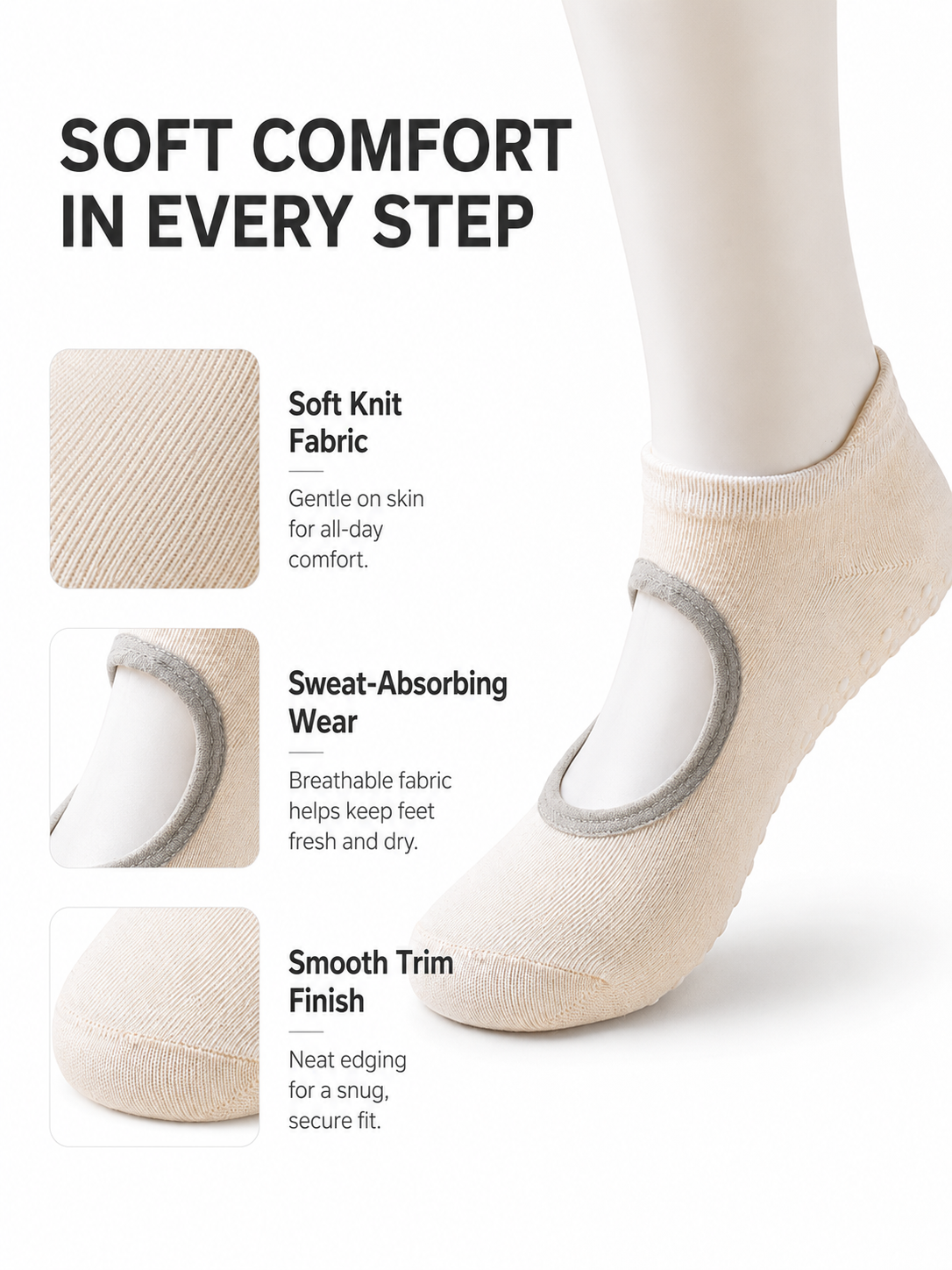 StudioGrip Open Back Non Slip Yoga Socks for Women