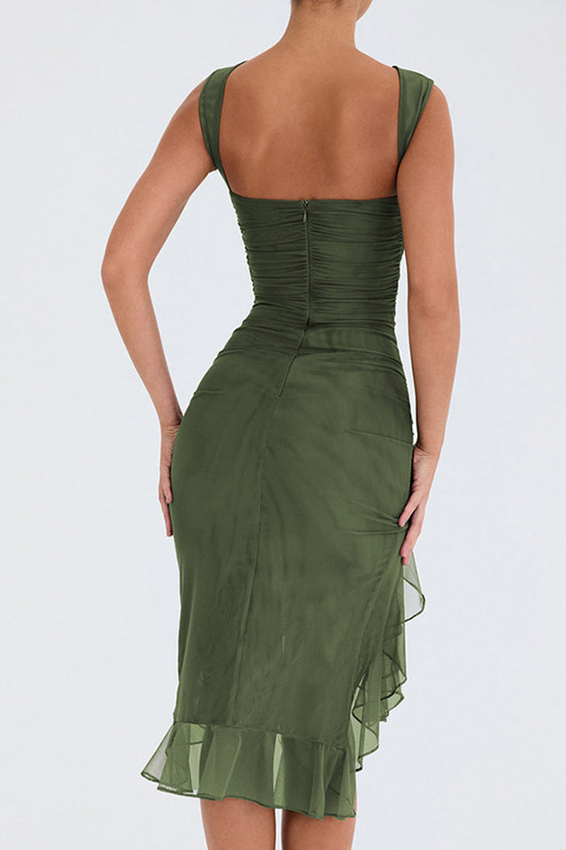 Bay Leaf Ruffle Midi Dress - View 25 | Clistos