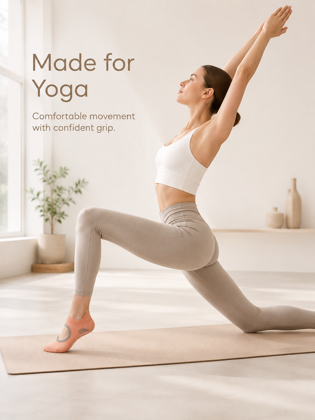 PilatesGrip Open Back Non Slip Yoga Socks for Women