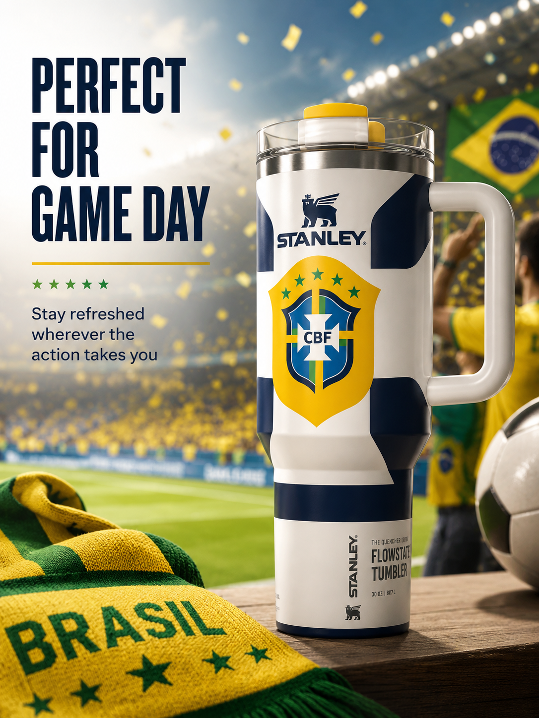 Stanley World Cup 2026 Brazil Tumbler with Handle and packaging box - View 6 | Clistos