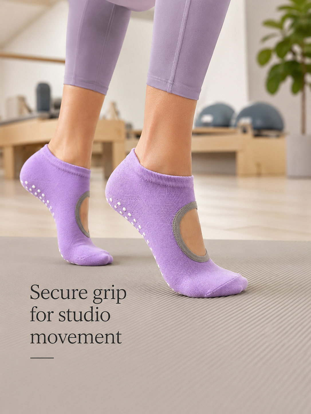 LavenderGrip Open Back Non Slip Pilates Socks for Women