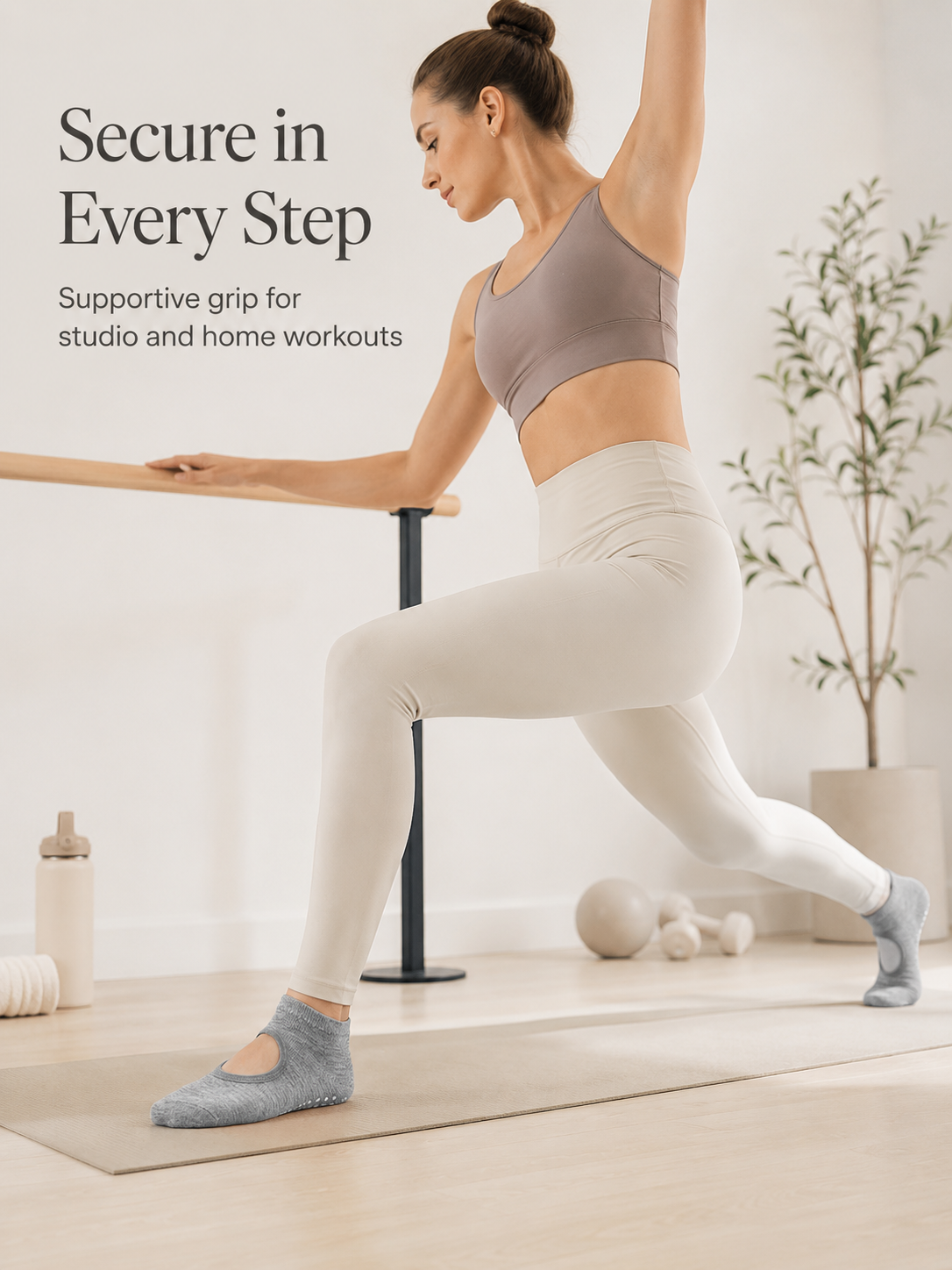 HeatherGrip Open Back Non Slip Pilates Socks for Women