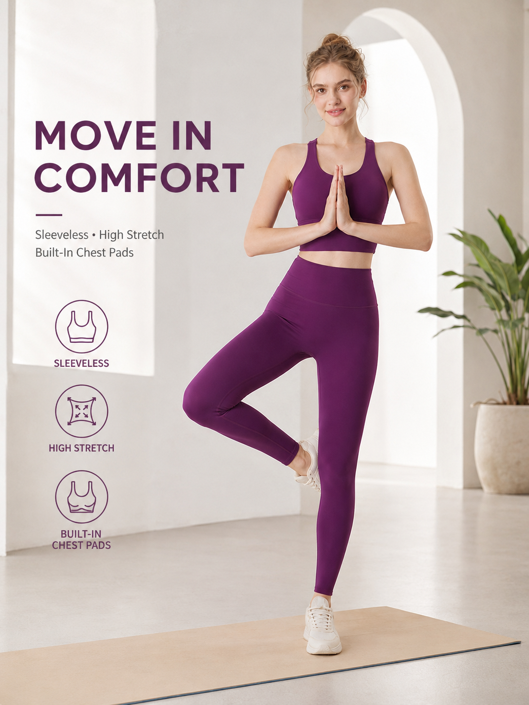 FlowSculpt Padded 2 Piece Yoga Set for Women