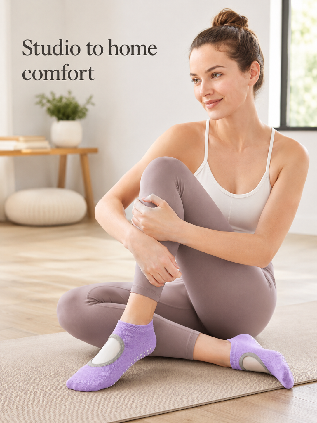 LavenderGrip Open Back Non Slip Pilates Socks for Women