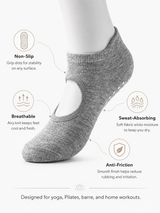 HeatherGrip Open Back Non Slip Pilates Socks for Women
