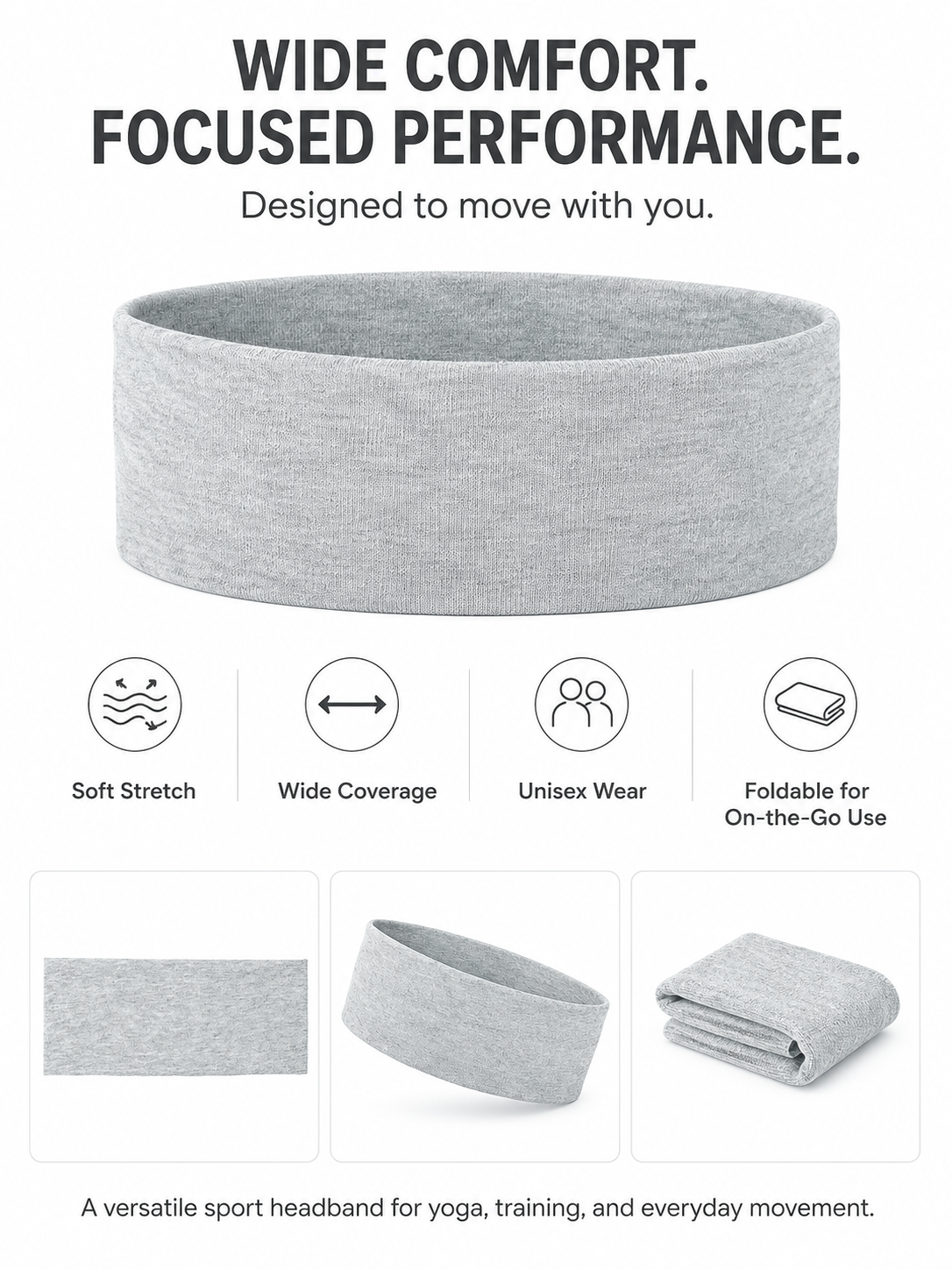 FlexCore Wide Cloth Sports Headband for Women & Men