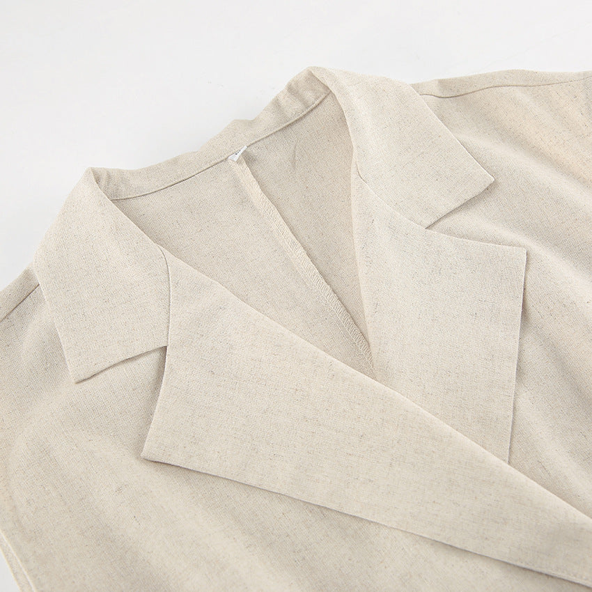 Belted linen midi shirt dress - View 15 | Clistos