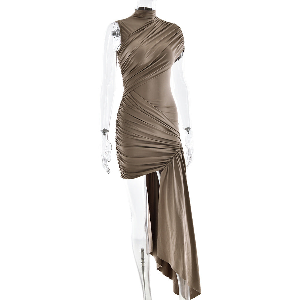 Clistos Gema Ruched Mock Neck Bodycon Mini Dress - View 10 | Clistos