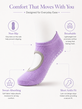 LavenderGrip Open Back Non Slip Pilates Socks for Women