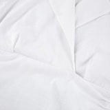 White ruched v-neck bodycon mini dress with blazer collar and ruffle hem - View 11 | Clistos