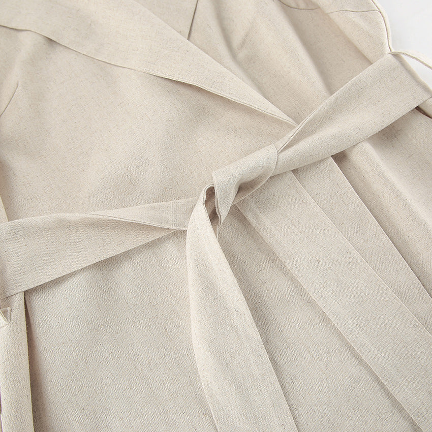 Belted linen midi shirt dress - View 18 | Clistos