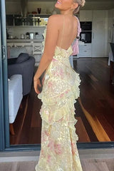 Clistos floral print backless ruffle maxi dress - View 6 | Clistos