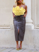 Strapless floral tube crop top - View 6 | Clistos