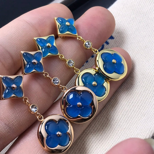 STAR AND SUN AGATE DIAMOND EARRINGS