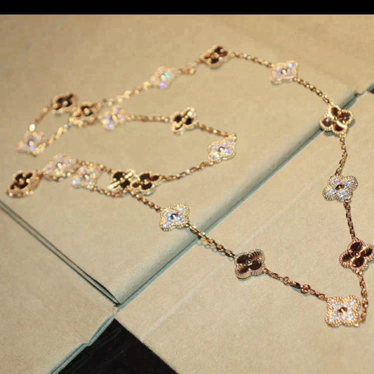 CLOVER 20 MOTIFS LASER DIAMOND NECKLACE