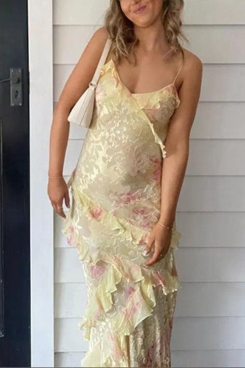 Clistos floral print backless ruffle maxi dress - View 7 | Clistos