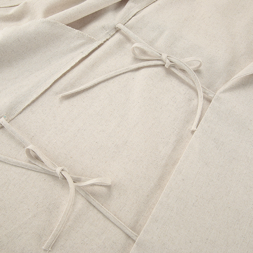 Belted linen midi shirt dress - View 19 | Clistos