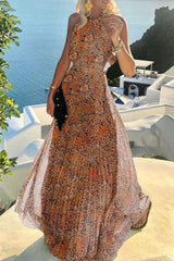 Clistos Boho Print Halter Maxi Dress - View 7 | Clistos