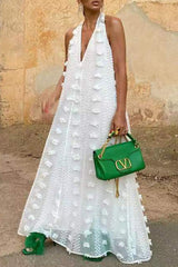 Clistos white halter neck backless maxi dress with sheer fabric and patchwork detail - View 9 | Clistos