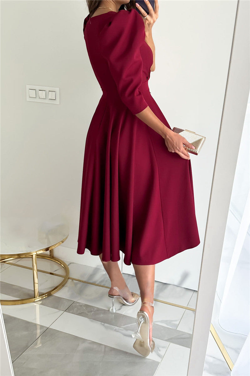 Elegant V-Neck A-Line Velvet Evening Gown by Clistos - View 10 | Clistos