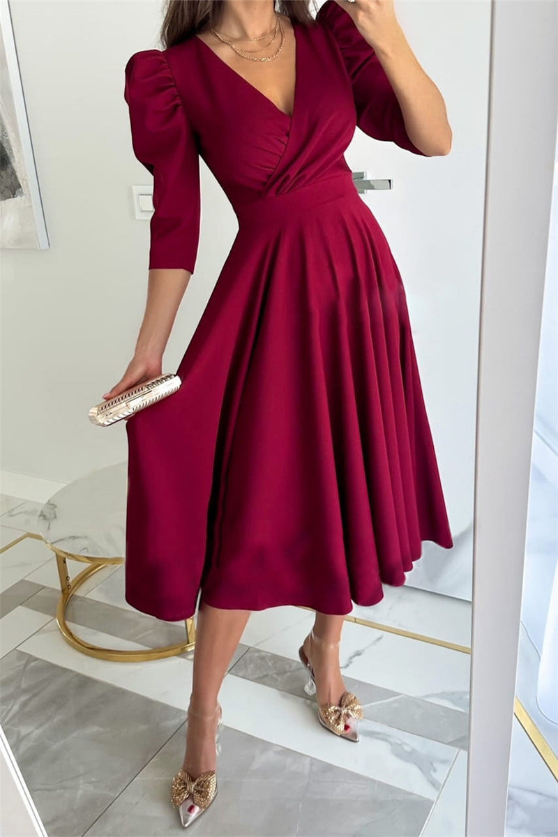 Elegant V-Neck A-Line Velvet Evening Gown by Clistos - View 19 | Clistos