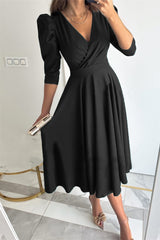 Elegant V-Neck A-Line Velvet Evening Gown by Clistos - View 26 | Clistos