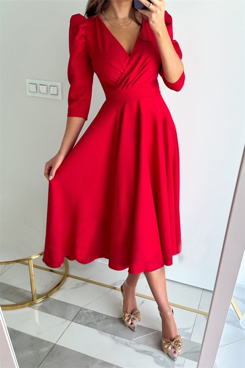 Elegant V-Neck A-Line Velvet Evening Gown by Clistos - View 8 | Clistos