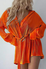 Clistos Patchwork Turndown Collar Shirt Dress - View 40 | Clistos