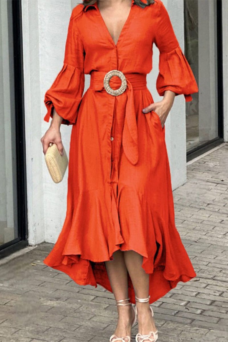 Belted V-Neck A-Line Midi Dress - View 30 | Clistos