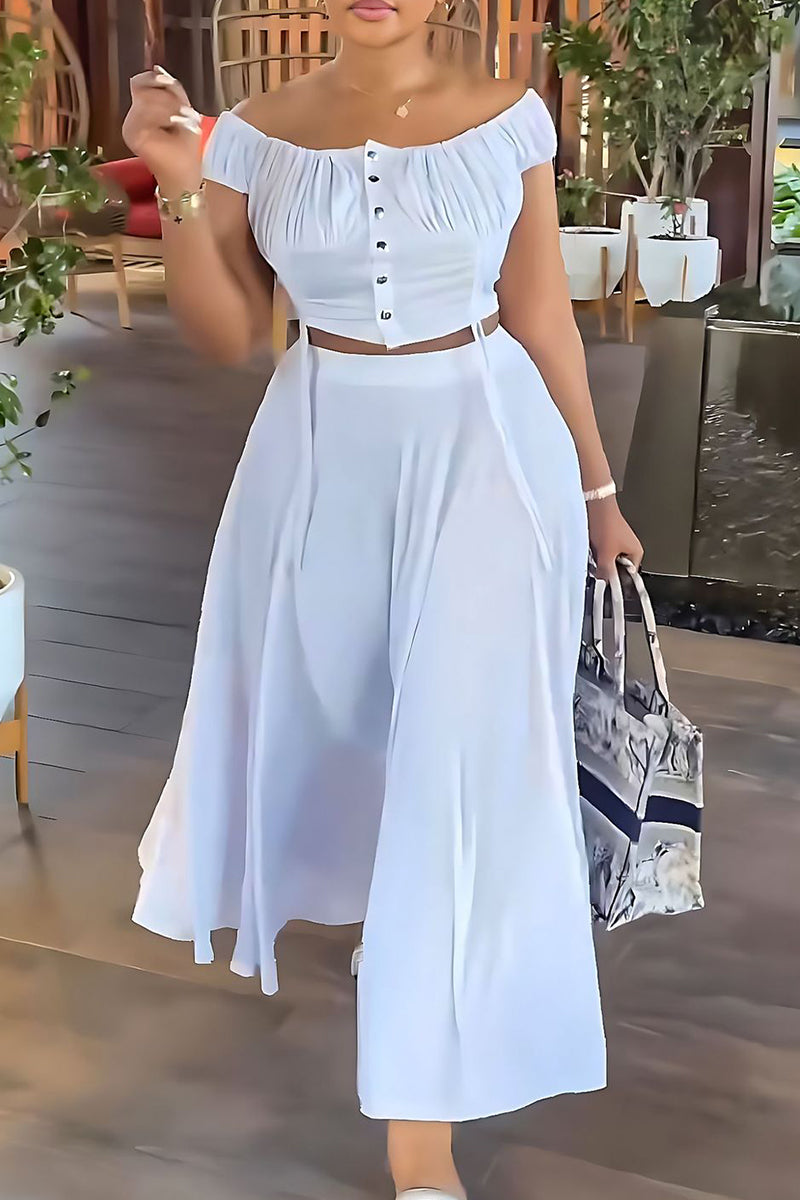 Elegant off the shoulder drawstring two piece set - View 7 | Clistos