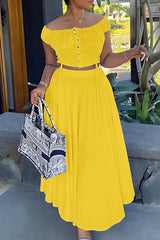 Elegant off the shoulder drawstring two piece set - View 11 | Clistos