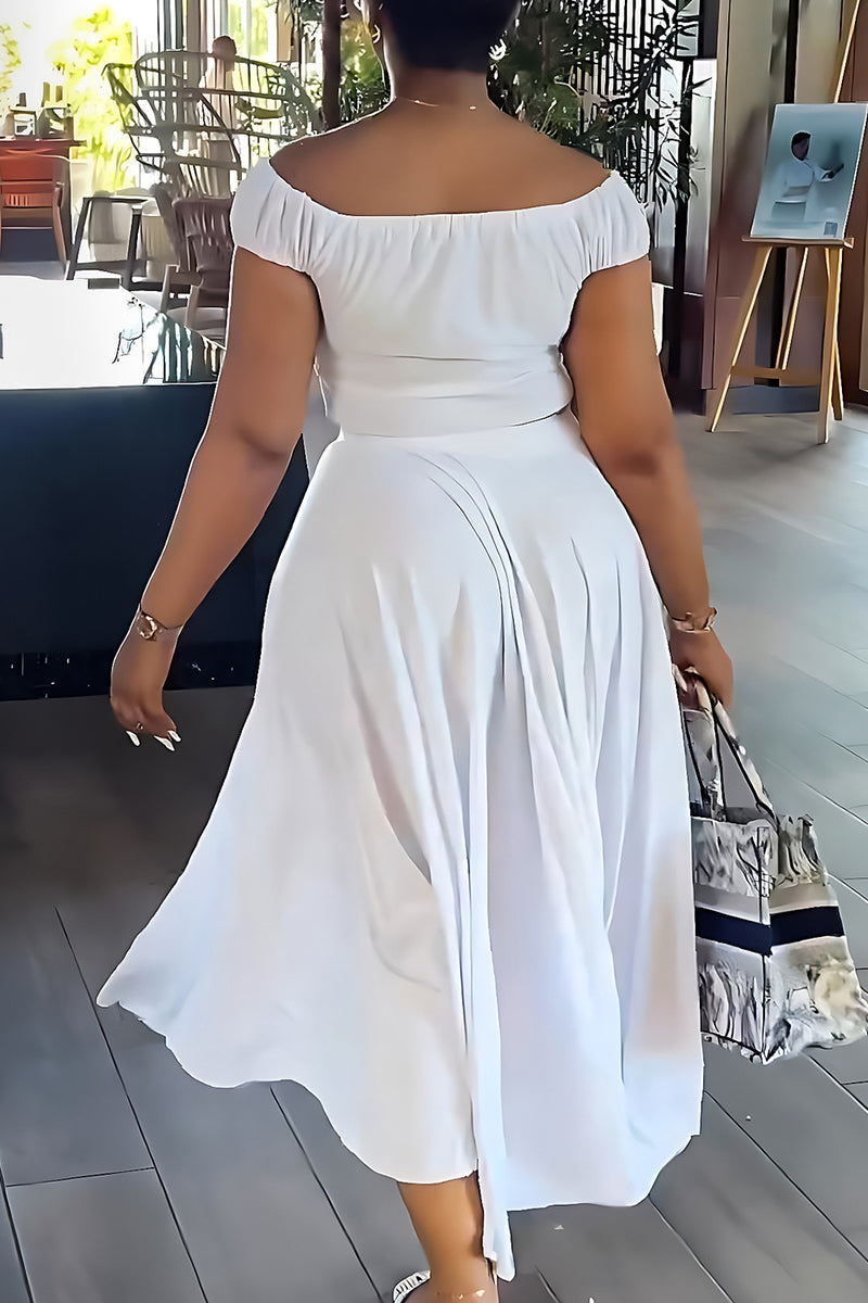 Elegant off the shoulder drawstring two piece set - View 9 | Clistos
