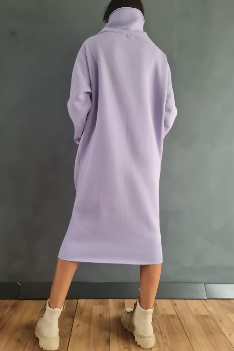 Turtleneck Pocket Midi Dress - View 7 | Clistos