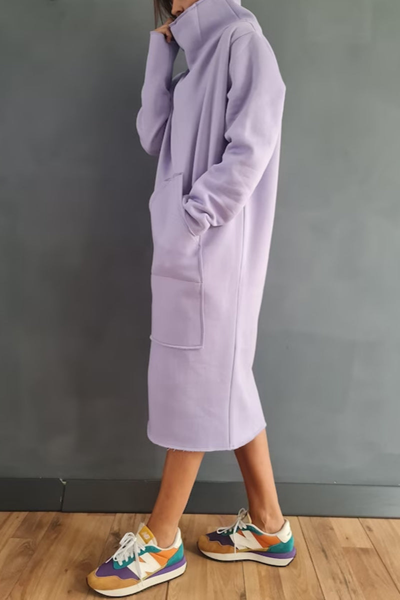 Turtleneck Pocket Midi Dress - View 6 | Clistos